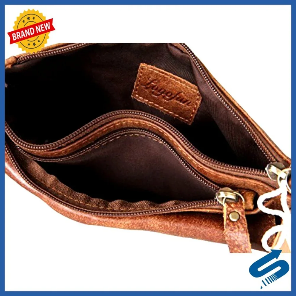 Genuine Leather Waist Bag Fanny Pack Adjustable Strap Travel Sports